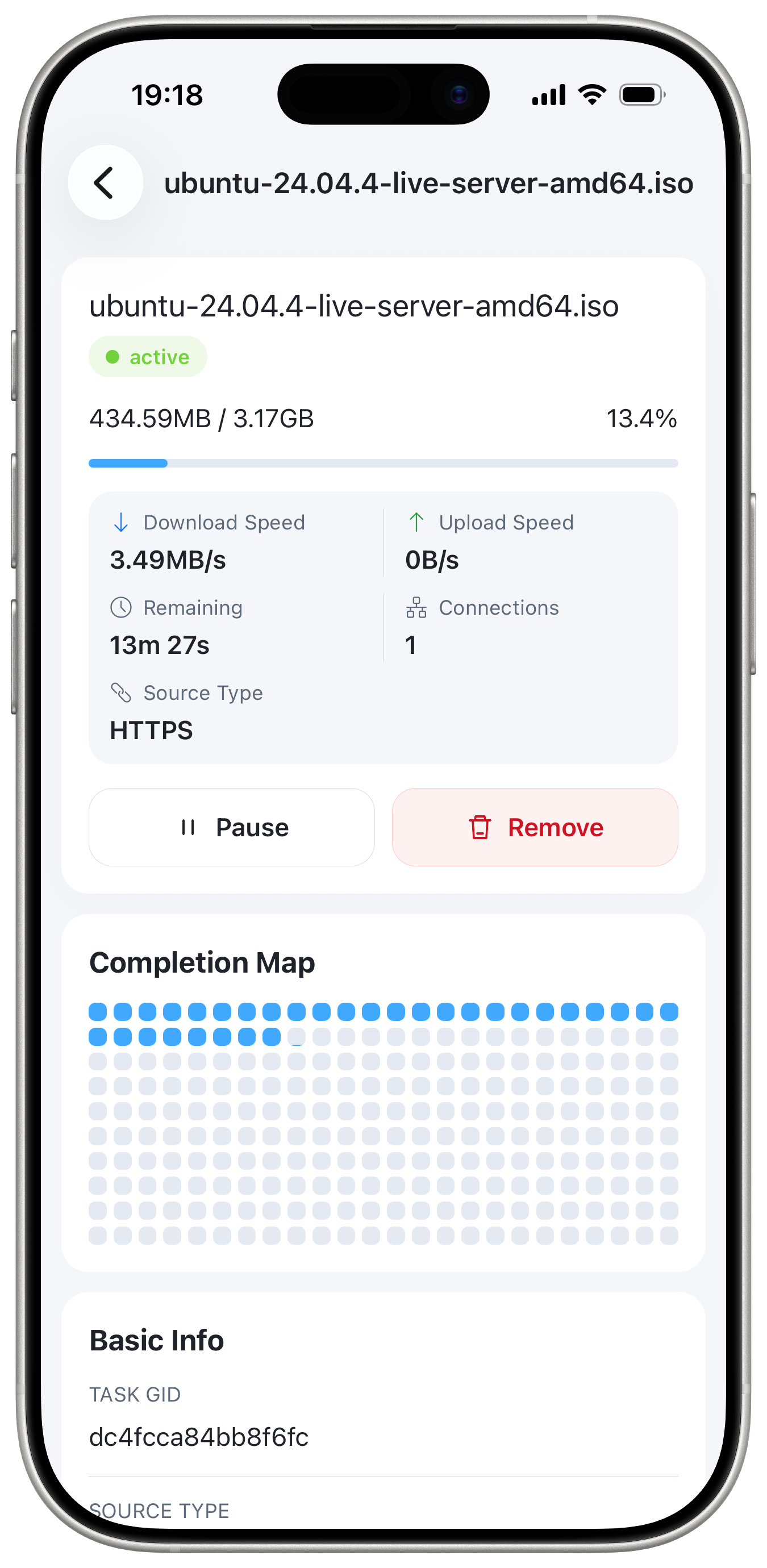 AriaX task details screen